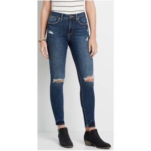 Silver Jeans Avery Skinny High Rise‎ Destructed Dark Wash Jeans Women’s Sz 36